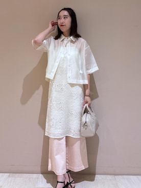 「アイテム（パンツ、ピンク系）」を使った、eminaさん（レディース・165cm）の夏コーディネート