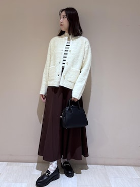 「ROPE' PICNIC（ロペピクニック）のフィブリルマーメイドフレアスカート（スカート）」を使った、eminaさん（レディース・165cm・20代）の秋コーディネート