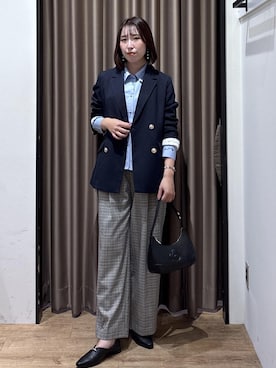 「Juze（ジュゼ）のメタルバブーシュパンプス（パンプス、ブラック系）」を使った、eminaさん（レディース・165cm）の秋コーディネート