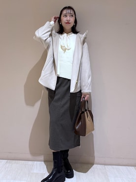 「ROPE' PICNIC（ロペピクニック）のアイテム（スカート）」を使った、eminaさん（レディース・165cm）の秋コーディネート