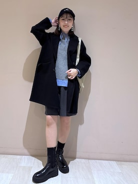 「アイテム（ピーコート）」を使った、eminaさん（レディース・165cm）の秋コーディネート