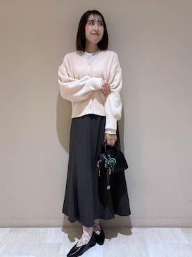 「ROPE' PICNIC（ロペピクニック）のフィブリルマーメイドフレアスカート（スカート）」を使った、eminaさん（レディース・165cm）の秋コーディネート