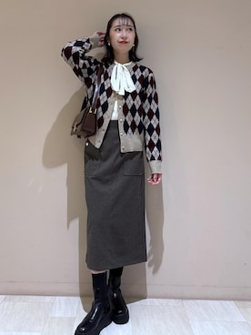 「ROPE' PICNIC（ロペピクニック）のアイテム（スカート）」を使った、eminaさん（レディース・165cm）の秋コーディネート