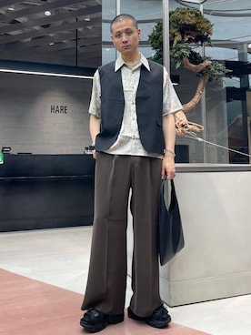 「アイテム（ベスト）」を使った、はのやんさん（メンズ・182cm）の夏コーディネート