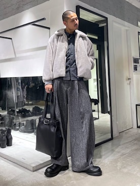 「アイテム（トートバッグ）」を使った、はのやんさん（メンズ・182cm）の秋コーディネート