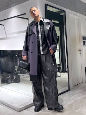 「アイテム（トレンチコート）」を使った、はのやんさん（メンズ・182cm）の冬コーディネート