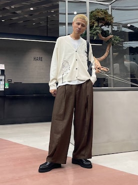 「HARE（ハレ）のアイテム（ローファー）」を使った、はのやんさん（メンズ・182cm）の秋コーディネート