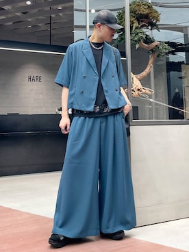 「HARE（ハレ）のアイテム（帽子）」を使った、はのやんさん（メンズ・182cm）の春コーディネート