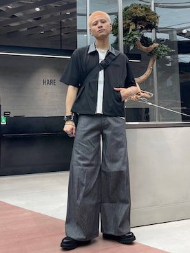 「アイテム（メッセンジャーバッグ）」を使った、はのやんさん（メンズ・182cm）の夏コーディネート