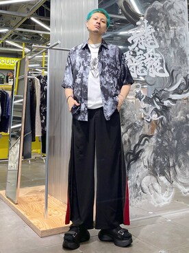 「アイテム（パンツ、レッド系）」を使った、はのやんさん（メンズ・182cm）の夏コーディネート
