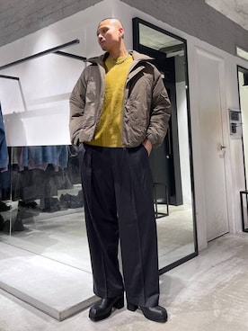 「アイテム（トートバッグ）」を使った、はのやんさん（メンズ・182cm）の冬コーディネート