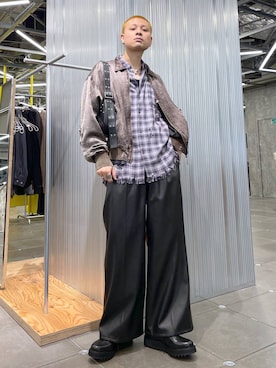 「アイテム（ブルゾン、ブラウン系）」を使った、はのやんさん（メンズ・182cm）の春コーディネート