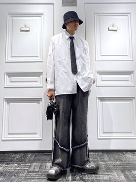 「HARE（ハレ）のアイテム（ハット）」を使った、はのやんさん（メンズ・182cm）の春コーディネート