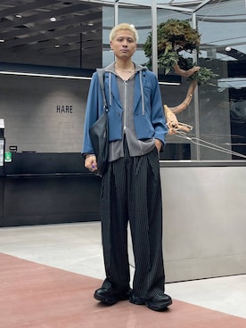 「アイテム（テーラードジャケット）」を使った、はのやんさん（メンズ・182cm）の夏コーディネート
