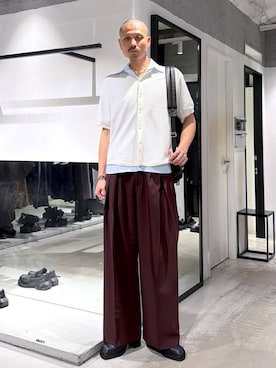 「HARE（ハレ）のアイテム（スラックス）」を使った、はのやんさん（メンズ・182cm）の夏コーディネート