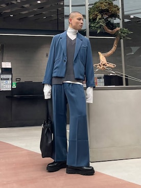 「アイテム（ベスト）」を使った、はのやんさん（メンズ・182cm）の秋コーディネート