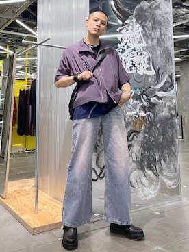 「アイテム（バングル/リストバンド）」を使った、はのやんさん（メンズ・182cm）の夏コーディネート