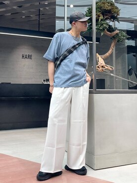 「HARE（ハレ）のアイテム（帽子）」を使った、はのやんさん（メンズ・182cm）の春コーディネート