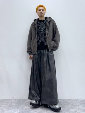 「HARE（ハレ）のダマスクガラモールニットプルオーバー(HARE)（ニット/セーター）」を使った、はのやんさん（メンズ・182cm）の秋コーディネート