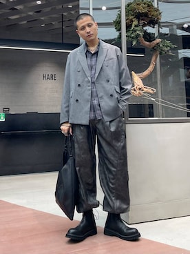 「HARE（ハレ）のアイテム（テーラードジャケット）」を使った、はのやんさん（メンズ・182cm）の秋コーディネート
