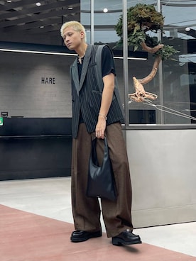 「アイテム（ベスト）」を使った、はのやんさん（メンズ・182cm）の秋コーディネート