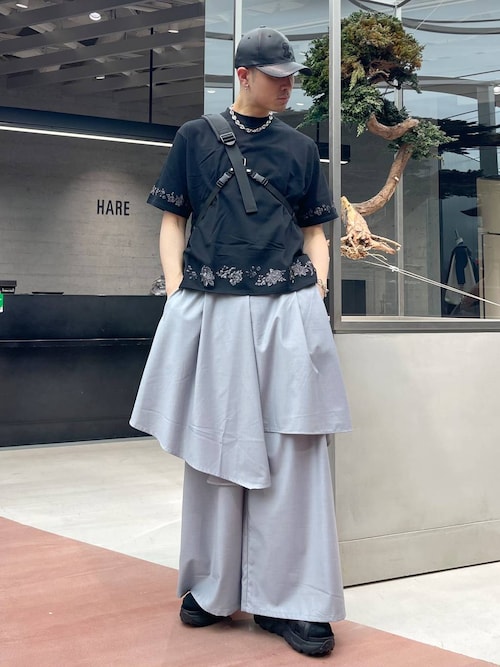 SKIRTレイヤードパンツ セール】SKIRTレイヤードパンツ(HARE)（スラックス）｜HARE