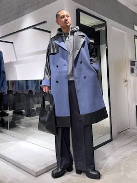 「アイテム（トートバッグ）」を使った、はのやんさん（メンズ・182cm）の冬コーディネート