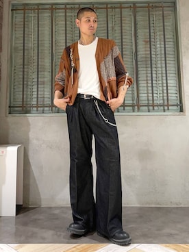 「アイテム（ウォレットチェーン）」を使った、はのやんさん（メンズ・182cm）の秋コーディネート