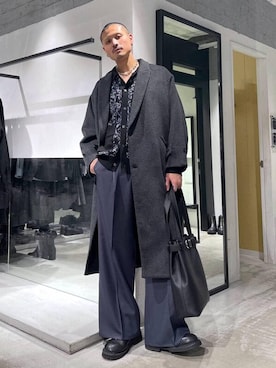 「アイテム（トートバッグ）」を使った、はのやんさん（メンズ・182cm）の冬コーディネート