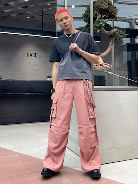 「HARE」｜「アイテム（財布/小物）」を使った、はのやんさん（メンズ・182cm）の夏コーディネート