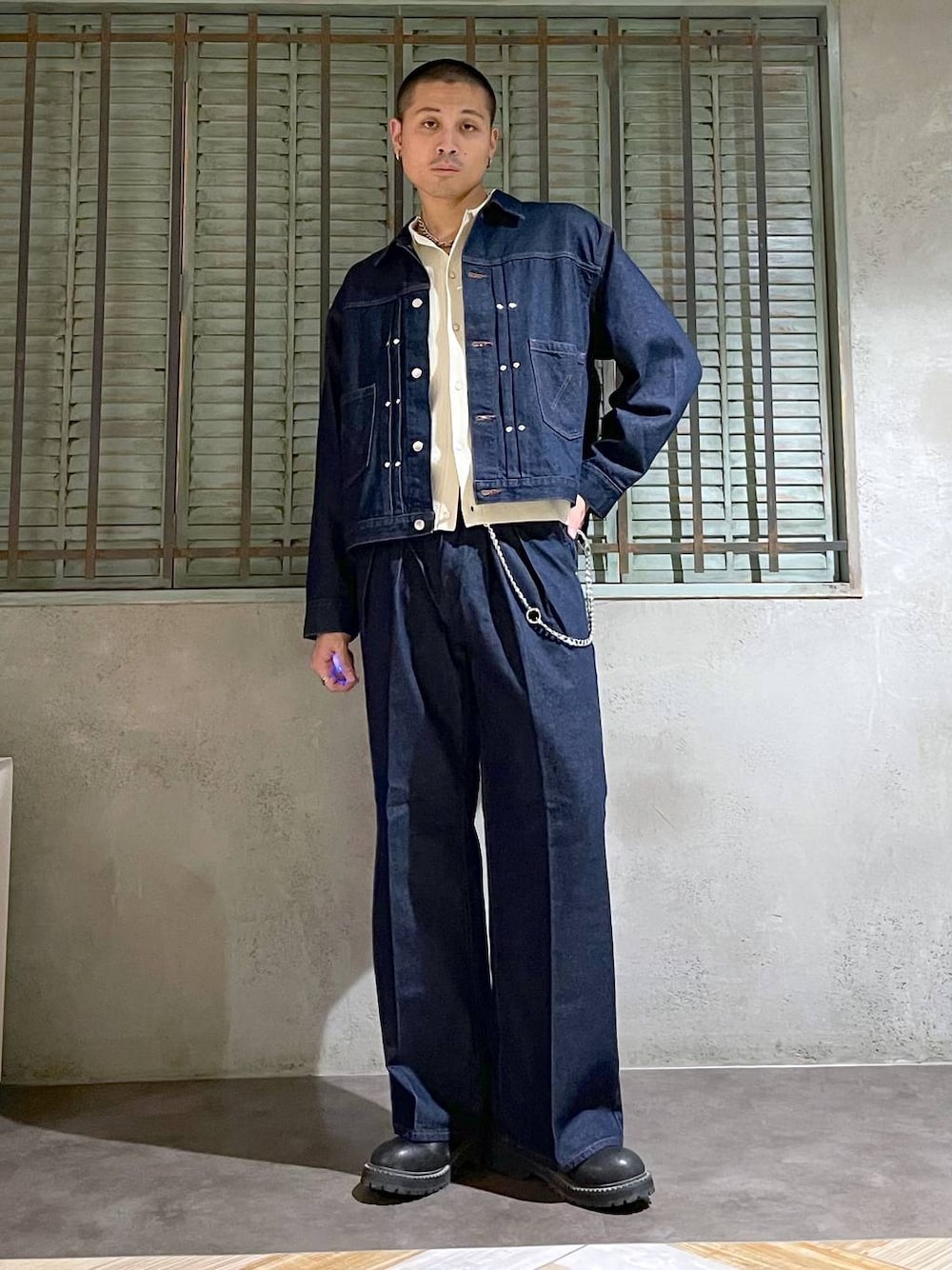 Wrangler×HARE SET UP対応】2タックデニムワイドパンツ(HARE)を使った