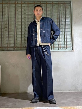「アイテム（ウォレットチェーン）」を使った、はのやんさん（メンズ・182cm）の秋コーディネート
