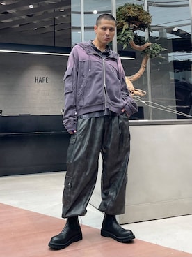 「HARE（ハレ）のアイテム（パーカー）」を使った、はのやんさん（メンズ・182cm）の秋コーディネート