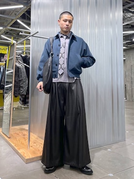 「坊主」｜「アイテム（ブルゾン）」を使った、はのやんさん（メンズ・182cm）の冬コーディネート