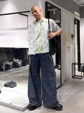 「HARE（ハレ）のマルチWAYウォレットチェーン(HARE)（ウォレットチェーン、シルバー系）」を使った、はのやんさん（メンズ・182cm）の夏コーディネート
