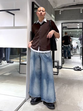 「HARE（ハレ）のダブルバックルサンダル(HARE)（サンダル、ブラック系）」を使った、はのやんさん（メンズ・182cm）の春コーディネート