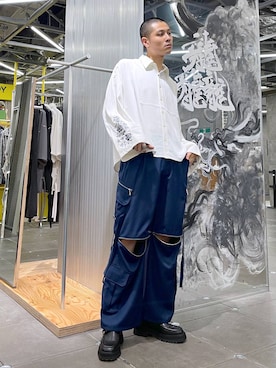 「HARE（ハレ）の2WAY-ZIPカーゴパンツ(HARE)（カーゴパンツ）」を使った、はのやんさん（メンズ・182cm）の夏コーディネート