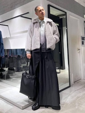 「アイテム（トートバッグ）」を使った、はのやんさん（メンズ・182cm）の冬コーディネート