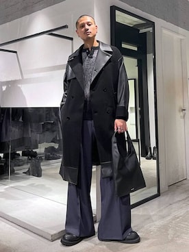 「HARE」｜「アイテム（トレンチコート）」を使った、はのやんさん（メンズ・182cm）の冬コーディネート