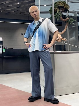 「アイテム（メッセンジャーバッグ）」を使った、はのやんさん（メンズ・182cm）の夏コーディネート
