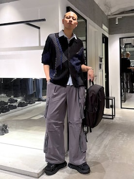 「HARE（ハレ）のVibramベルトサンダル(HARE)（サンダル、ブラック系）」を使った、はのやんさん（メンズ・182cm）の春コーディネート