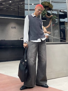 「アイテム（メガネ）」を使った、はのやんさん（メンズ・182cm）の夏コーディネート