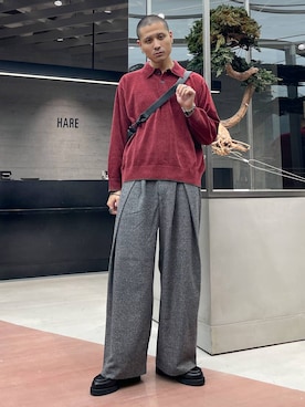 「アイテム（ポロシャツ）」を使った、はのやんさん（メンズ・182cm）の秋コーディネート