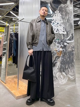「アイテム（ブルゾン、ブラウン系）」を使った、はのやんさん（メンズ・182cm）の冬コーディネート