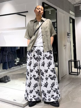 「HARE（ハレ）のヘンリーネックリブタンク(HARE)（タンクトップ、ホワイト系）」を使った、はのやんさん（メンズ・182cm）の夏コーディネート