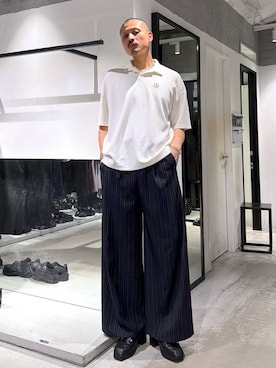 「HARE（ハレ）のアイテム（スラックス）」を使った、はのやんさん（メンズ・182cm）の夏コーディネート