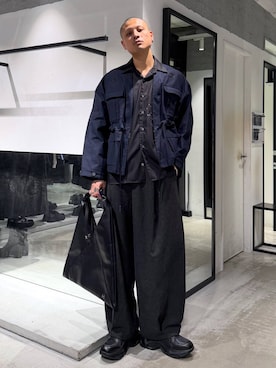 「HARE（ハレ）のアイテム（スラックス）」を使った、はのやんさん（メンズ・182cm）の春コーディネート