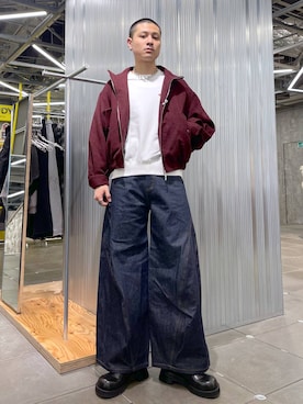 「坊主」｜「アイテム（ブルゾン）」を使った、はのやんさん（メンズ・182cm）の冬コーディネート