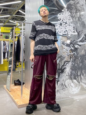 「アイテム（パンツ、レッド系）」を使った、はのやんさん（メンズ・182cm）の夏コーディネート