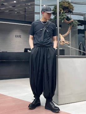 「HARE（ハレ）のアイテム（帽子）」を使った、はのやんさん（メンズ・182cm）の春コーディネート